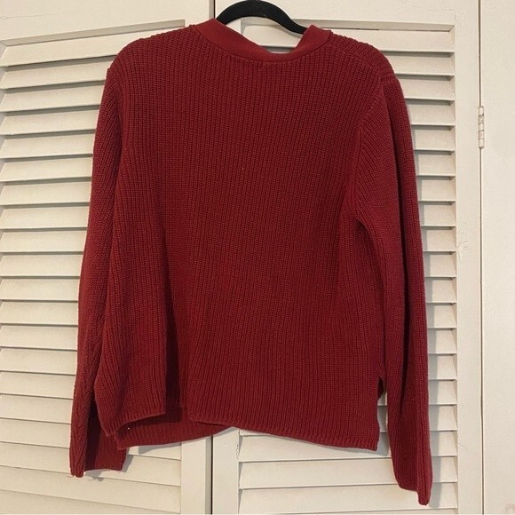 Forever 21 Plus Lace Up Red V Neck Holiday Slouchy Sweater 2XL - Picture 2 of 8